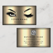 Aangepaste QR CODE Logo Eyelashes Faux Gold Visitekaartje (Voorkant / Achterkant)