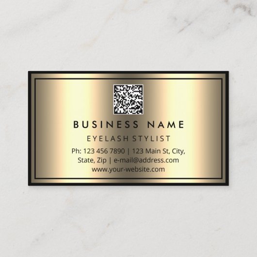 Aangepaste QR CODE Logo Eyelashes Faux Gold Visitekaartje (Achterkant)