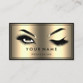Aangepaste QR CODE Logo Eyelashes Faux Gold Visitekaartje (Voorkant)