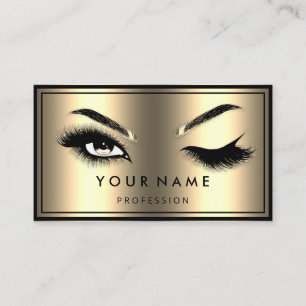 Aangepaste QR CODE Logo Eyelashes Faux Gold Visitekaartje