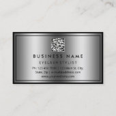 Aangepaste QR CODE Logo Eyelashes Lijst grijs Visitekaartje (Achterkant)