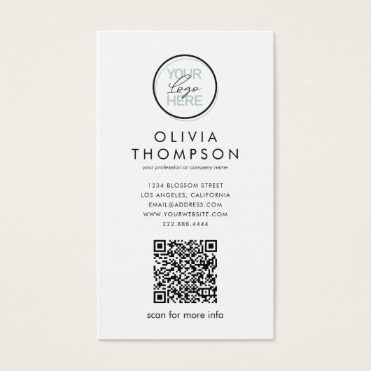 Aangepaste QR Code Logo Foto-Visitekaartjes Visitekaartje (Voorkant)