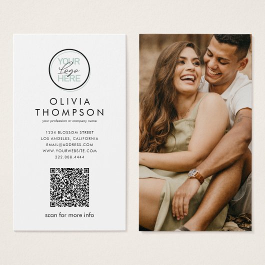 Aangepaste QR-code logo foto zakelijke kaarten Visitekaartje (Voorkant /achterkant)
