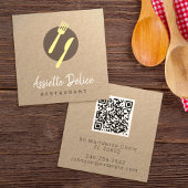 Aangepaste QR Code Logo Keuken Business & Restaura Vierkante Visitekaartje