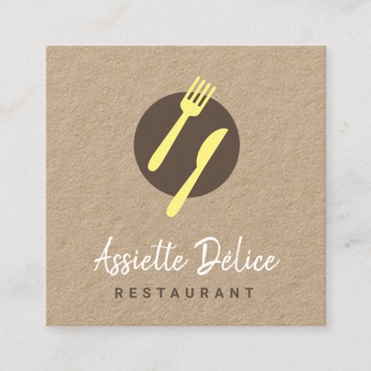 Aangepaste QR Code Logo Keuken Business & Restaura Vierkante Visitekaartje (Voorkant)