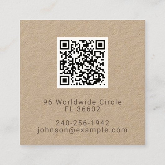 Aangepaste QR Code Logo Keuken Business & Restaura Vierkante Visitekaartje (Achterkant)