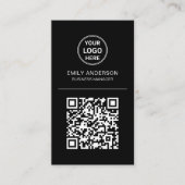 Aangepaste QR-code Logo Minimal Black Visitekaartje (Voorkant)