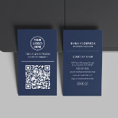 Aangepaste QR-code Logo Minimal Navy Blue Visitekaartje