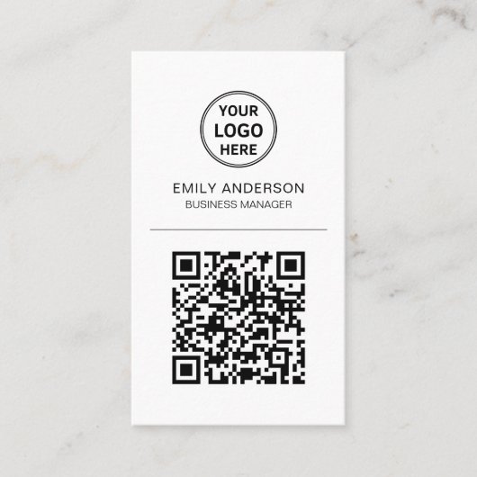 Aangepaste QR-code logo minimale visitekaartje (Voorkant)