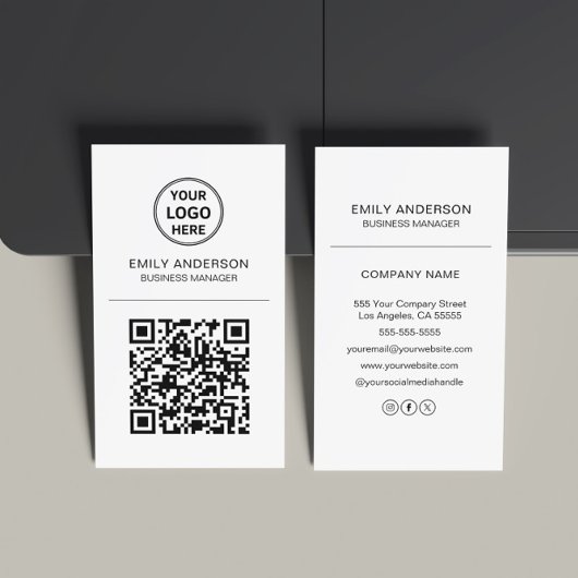 Aangepaste QR-code logo minimale visitekaartje