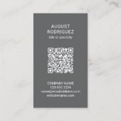 Aangepaste QR-code Logo Modern donkergrijs Visitekaartje (Achterkant)
