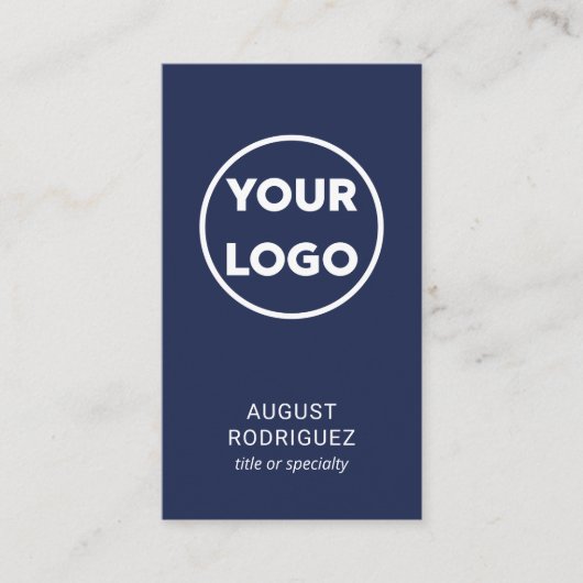 Aangepaste QR-code Logo Modern marineblauw Visitekaartje (Voorkant)