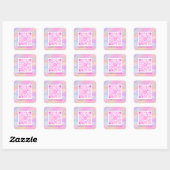 Aangepaste QR-code Logo Pastels Holografen Roze Vierkante Sticker (Vel)