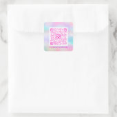 Aangepaste QR-code Logo Pastels Holographic Vierkante Sticker (Tas)