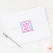 Aangepaste QR-code Logo Pastels Holographic Vierkante Sticker (Envelop)