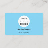 Aangepaste QR-code Logo Sociaal online winkelblauw Visitekaartje (Achterkant)