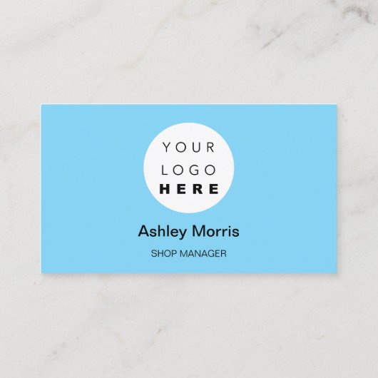 Aangepaste QR-code Logo Sociaal online winkelblauw Visitekaartje (Achterkant)