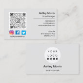 Aangepaste QR-code Logo sociaal online winkelgrijs Visitekaartje (Voorkant / Achterkant)