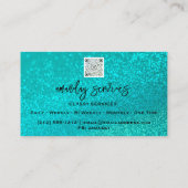 Aangepaste Qr-code Logo Sociale media Glitter Blau Visitekaartje (Achterkant)