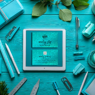 Aangepaste Qr-code Logo Sociale media Glitter Blau Visitekaartje