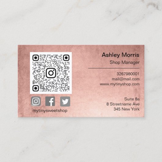 Aangepaste QR-code Logo Sociale online winkeltoevo Visitekaartje (Voorkant)