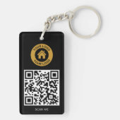 Aangepaste QR-code Logo Tekst elegant zwart-wit Sleutelhanger (achterkant)