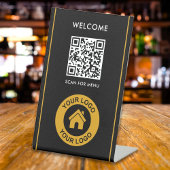 Aangepaste QR Code Logo Tekst Modern bedrijf Reclamebord Met Voetstuk