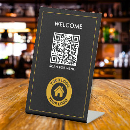 Aangepaste QR Code Logo Tekst Modern bedrijf Reclamebord Met Voetstuk