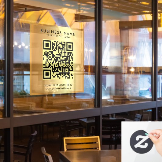 Aangepaste QR-code logo tekst namaak goud glamor Raamsticker (Restaurant Raam)