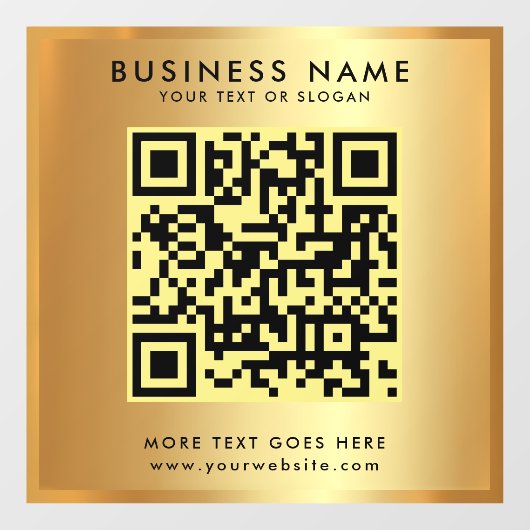 Aangepaste QR-code logo tekst namaakgoud glamourou Raamsticker (Vel)