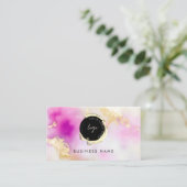 Aangepaste QR-code & Logo Unieke Waterverf Roze Visitekaartje (Staand voorkant)