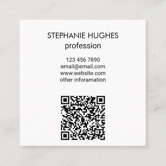 Aangepaste QR-code Logo Vierkante Visitekaartje (Achterkant)