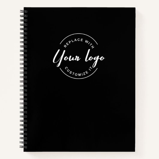 Aangepaste QR CODE Logo website Promotie zwart Notitieboek (Voorkant)