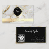 Aangepaste QR-code & Logo Wit Goud Marmer Uniek Visitekaartje (Voorkant / Achterkant)