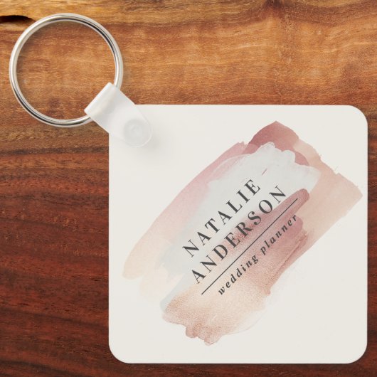 Aangepaste QR Code & Logo Zakelijk roze rose goud Sleutelhanger (Voorkant)