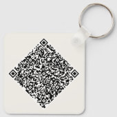 Aangepaste QR Code & Logo Zakelijk roze rose goud Sleutelhanger (Achterkant)
