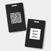 Aangepaste QR-code logo zwart solide minimalistisc Badge (Voor- en achterkant)
