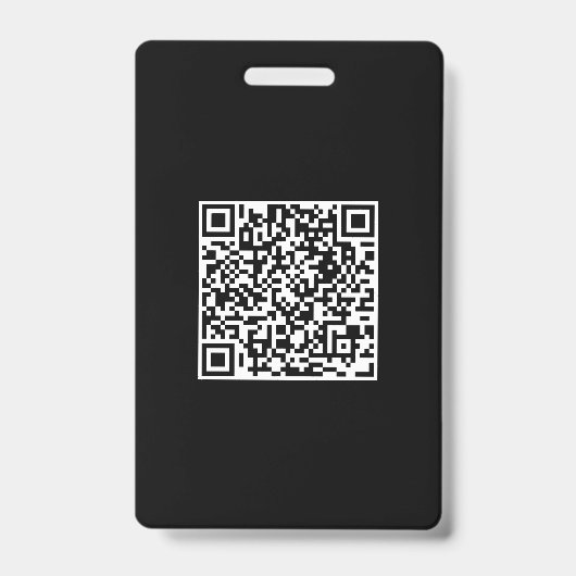 Aangepaste QR-code logo zwart solide minimalistisc Badge (Voorzijde)