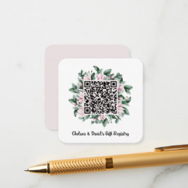 Aangepaste QR-code Magnolia Bloem Frame Cadeau Reg Informatiekaartje