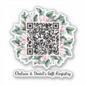 Aangepaste QR-code Magnolia Flower Lijst Cadeaureg Sticker (Voorkant)
