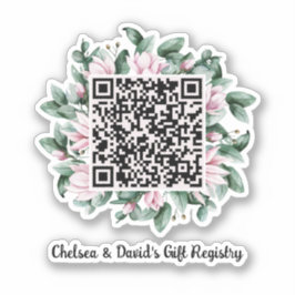Aangepaste QR-code Magnolia Flower Lijst Cadeaureg Sticker