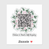 Aangepaste QR-code Magnolia Flower Lijst Cadeaureg Sticker (Vel)