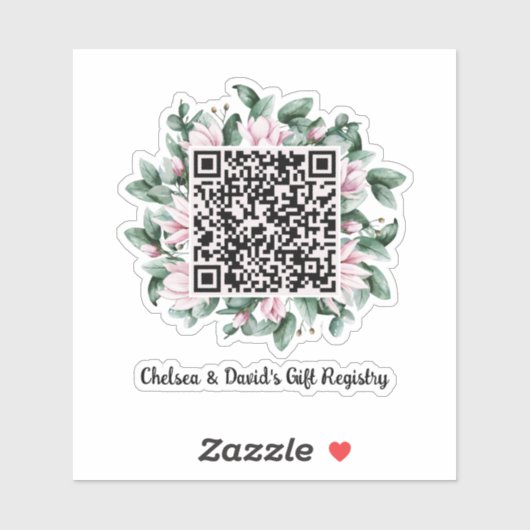 Aangepaste QR-code Magnolia Flower Lijst Cadeaureg Sticker (Vel)