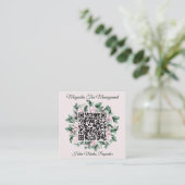 Aangepaste QR-code Magnolia Flower Lijst Vierkante Visitekaartje (Staand voorkant)