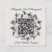 Aangepaste QR-code Magnolia Flower Lijst Vierkante Visitekaartje (Voorkant)