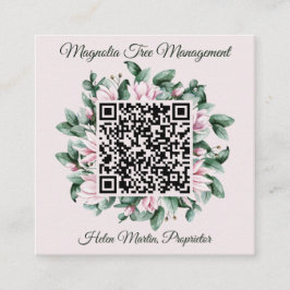 Aangepaste QR-code Magnolia Flower Lijst Vierkante Visitekaartje
