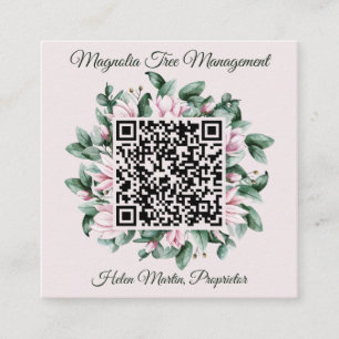 Aangepaste QR-code Magnolia Flower Lijst Vierkante Visitekaartje