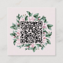 Aangepaste QR-code Magnolia Flower Lijst Weddensch Informatiekaartje