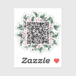Aangepaste QR-code Magnolia Flower Lijst Weddensch Sticker