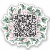 Aangepaste QR-code Magnolia Flower Lijst Weddensch Sticker (Voorkant)